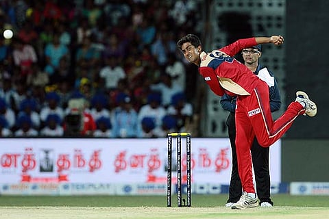 CSG bowler R Sai Kishore in action