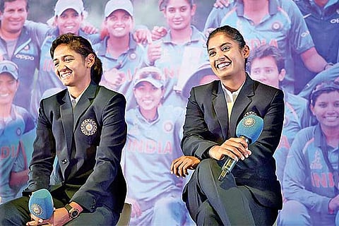 Harman and Mithali at a function on Thursday