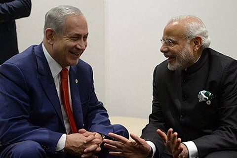 File photo of Israel PM Benjamin Netanyahu with Indian PM Narendra Modi