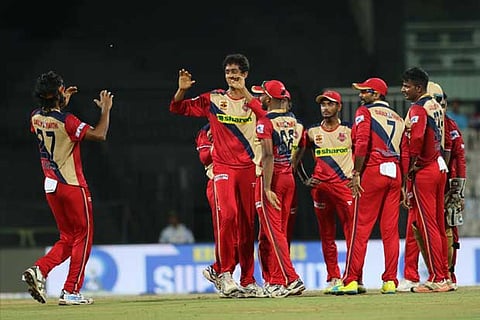 Sai Kishore and team members of Chepauk Super Gillies celebrating a wicket.(Photo: Justin George)