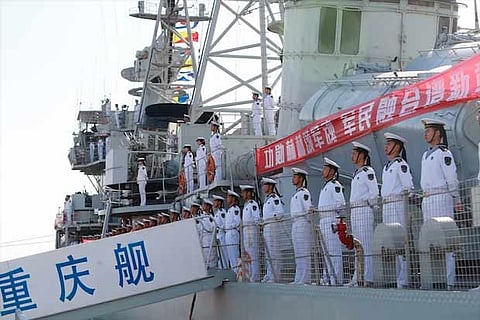 China's navy is involved in large-scale drills in seas close to the Korean Peninsula as North Korea