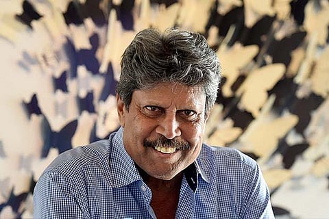 Former cricketer Kapil Dev at an art exhibition in Mumbai (PTI)