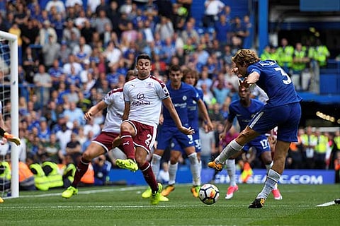 Chelsea's Marcos Alonso shoots at goal