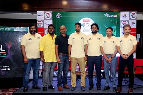 PBL team owners with former All England champion and coach P Gopichand who met at a city hotel on We