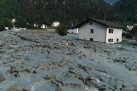 The remote village of Bondo in Switzerland after a landslide struck it (Reuters)