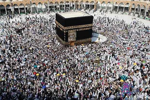 Muslim pilgrims circle the Kaaba at the Grand Mosque in Mecca during last year's hajj pilgrimage