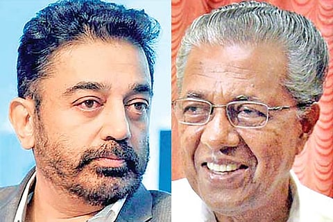 Kamal Haasan(L),Pinarayi Vijayan(R)