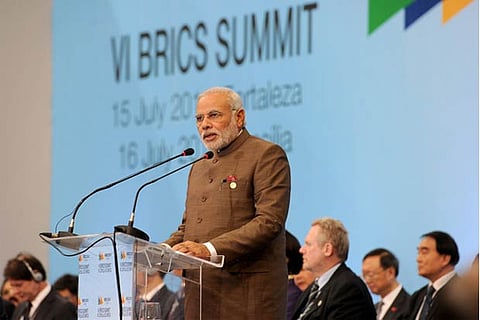 File photo of Narendra Modi talking at the BRICS Summit