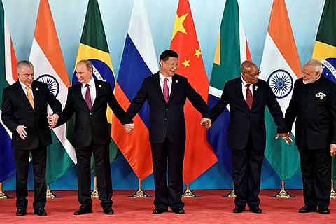 Brazil's Prez Temer, Russian Prez Putin, Chinese Prez Jinping, SA's Prez Zuma and Indian PM Modi