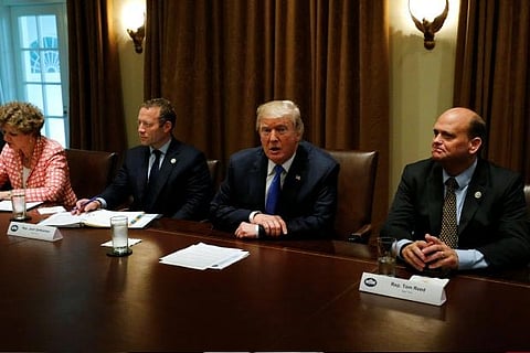 President Donald Trump and Democratic leaders in the US Congress