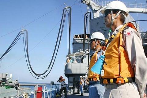 Japanese forces refueling US missile defense ships
