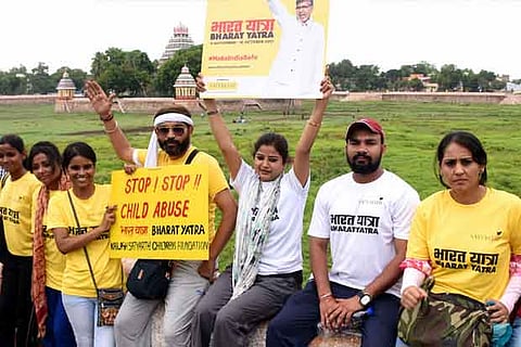 Volunteers of Bharat Yatra mission at Madurai.(Photo: Imthiyas Ali)