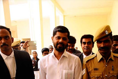 Former deputy Mayor Asick Meera coming out of the court in Tiruchy on Friday