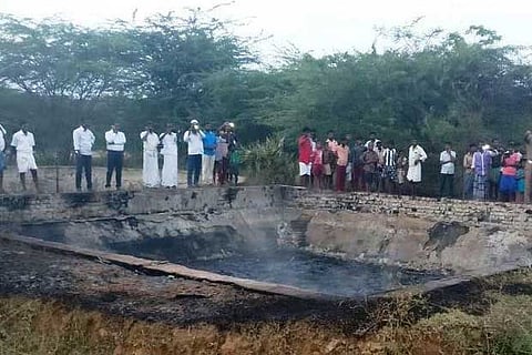 The fire that broke out at the effluent tank of the ONGC at Nallandarkottai