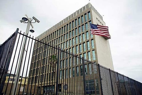 An exterior view of the US Embassy is seen in Havana, Cuba, (Reuters File Photo)