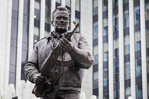 The statue dedicated to Mikhail Kalashnikov, inventor of the AK-47
