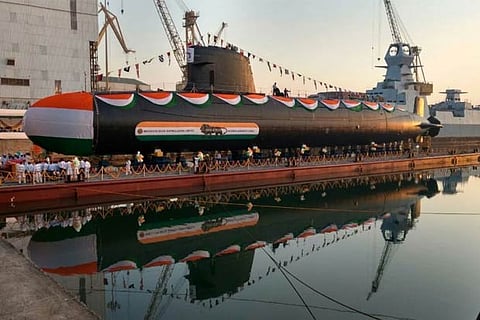 File photo of Khanderi, India's second Kalvari-class Scorpene submarine