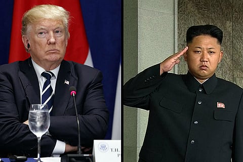 (L) US President Donald Trump and (R) North Korean leader Kim Jong-Un