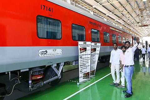 The ?Made in India? coach rolled out at the ICF furnishing division, Perambur