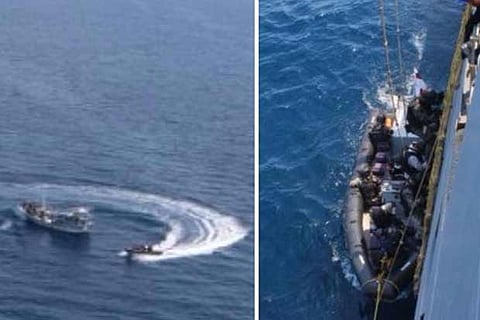 India Navy?s elite Marcos commandos in action to save the 85,000-tonne carrier from pirates