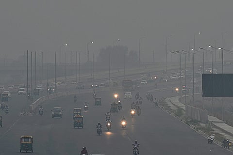 Smog covers the city, a day after Diwali festival in New Delhi on Friday