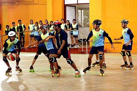 Action during Junior National Roll Ball championship