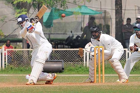 Mumbai?s Shreyas Iyer plays a shot en route to his century against TN in the Group C Ranji Trophy