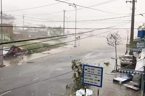 Typhoon Damrey descends on southern Vietnam, in this still image from a social media video