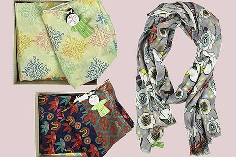 Collection of scarves created by Krishnaa Shyam