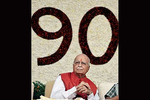 Senior BJP leader L K Advani seen during the celebration of his 90th birthday