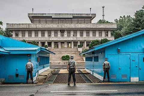 De-militarized zone across North Korea