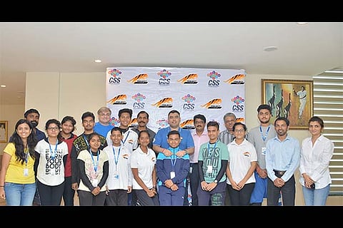 Gagan Narang (centre) with his trainees at Sri Ramachandra University