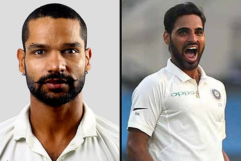 (L) Shikhar Dhawan and (R) Bhuvneshar Kumar