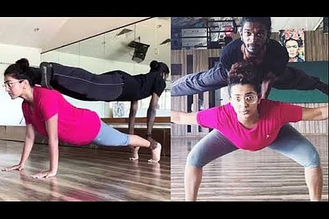 Parvathy during her fitness routine