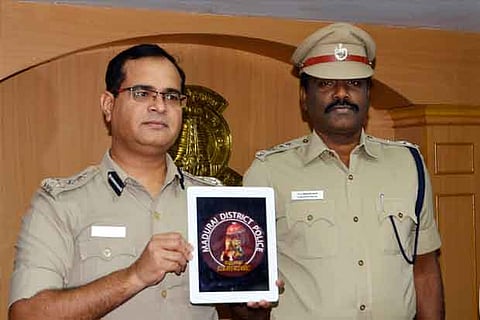 Pradeep Kumar, DIG (Madurai Range), launches the new app in Madurai, on Thursday