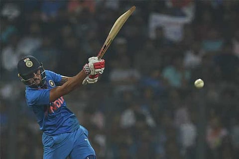Indian batsman Manish Pandey plays a shot during the final Twenty20 international against Sri Lanka