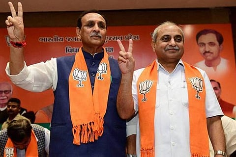 Gujarat Chief Minister Vijay Rupani and Deputy Chief Minister Nitin Patel