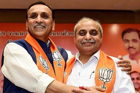Gujarat CM Vijay Rupani and his deputy Nitin Patel