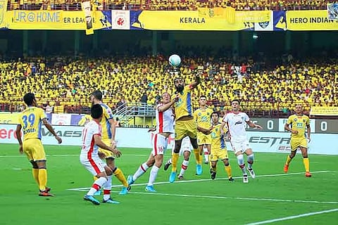 Action during the Indian Super League match between Kerala Blasters FC and Bengaluru FC