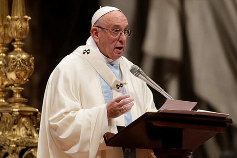 Pope Francis leads a mass to mark the World Day of Peace