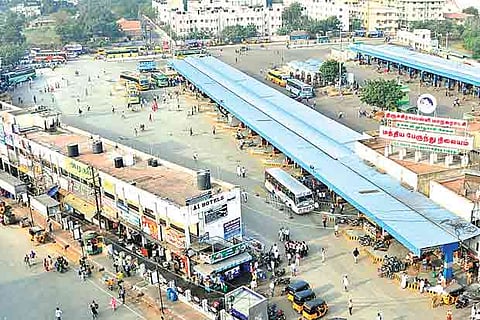 The Tiruchy main bus stand, which used to be busy on normal days, wears a deserted look due to the s