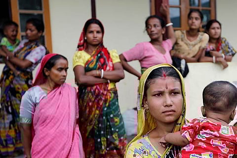 Hindu villagers who fled violence at a temporary internally displaced persons (IDP) camp