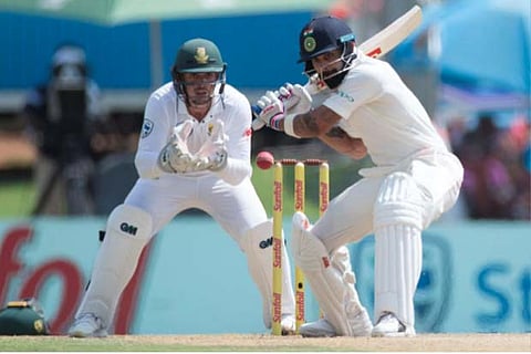 Virat Kolhi playing a stroke.(Photo: Reuters)