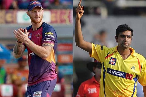 Ben Stokes (L); Ravichandran Ashwin