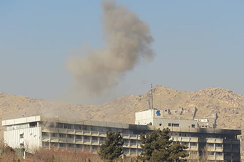 Smoke billows from the Intercontinental Hotel