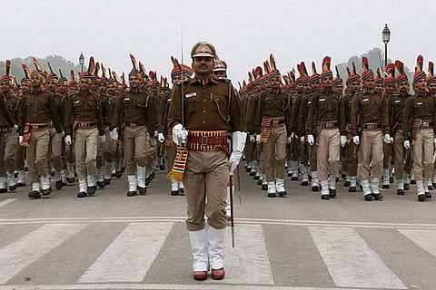 Paramilitary force during a rehearsal ahead of the Republic Day parade