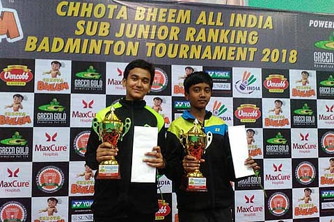Title-winners Srinidhi (left) and Shivadharani