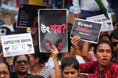 Visuals from a protest rally in Kolkata