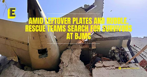 The tail part of Air India plane crashed into the BJ Medical College mess