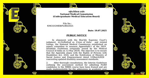 National Medical Commission (NMC)’s new interim guidelines on disability MBBS admissions
